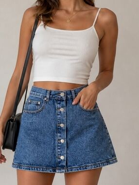 GLAMOROUS New Denim Mini-Skirt  Washed Blue Size 10